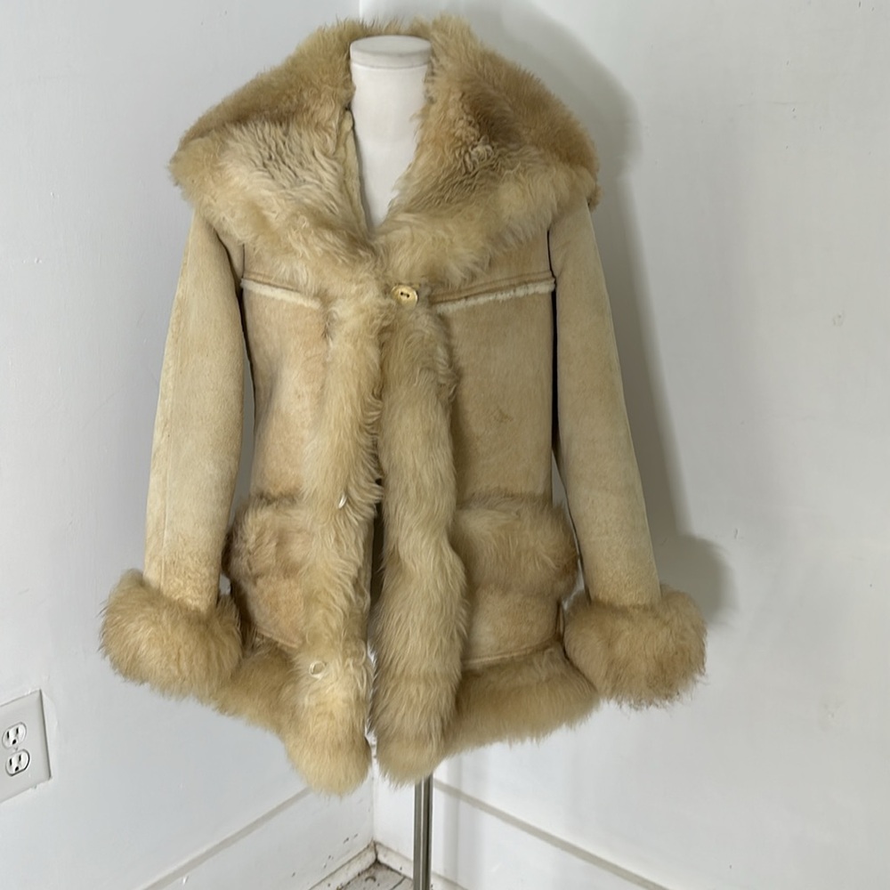 Vintage 1970’s Overland Sheepskin Co Penny Lane Style Coat With Huge Collar
